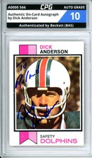 Authentic On-Card Autograph Signed by Dick Anderson CPG Auto Grade 10