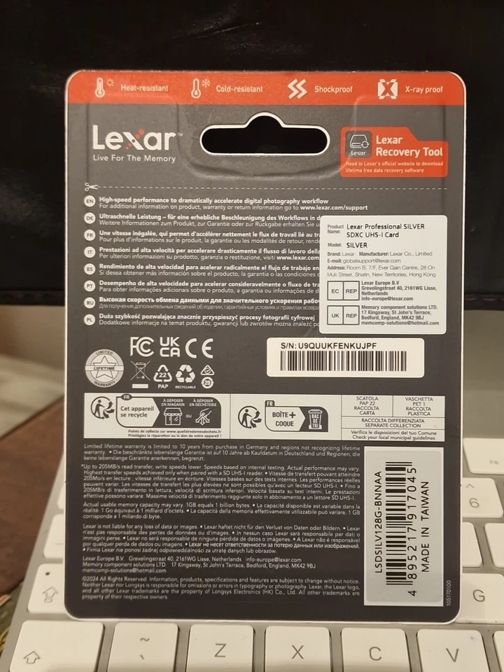 Lexar Professional 128GB SILVER PLUS SDXC UHS-I V30 Memory Card Brand New Sealed - Image 2 of 4
