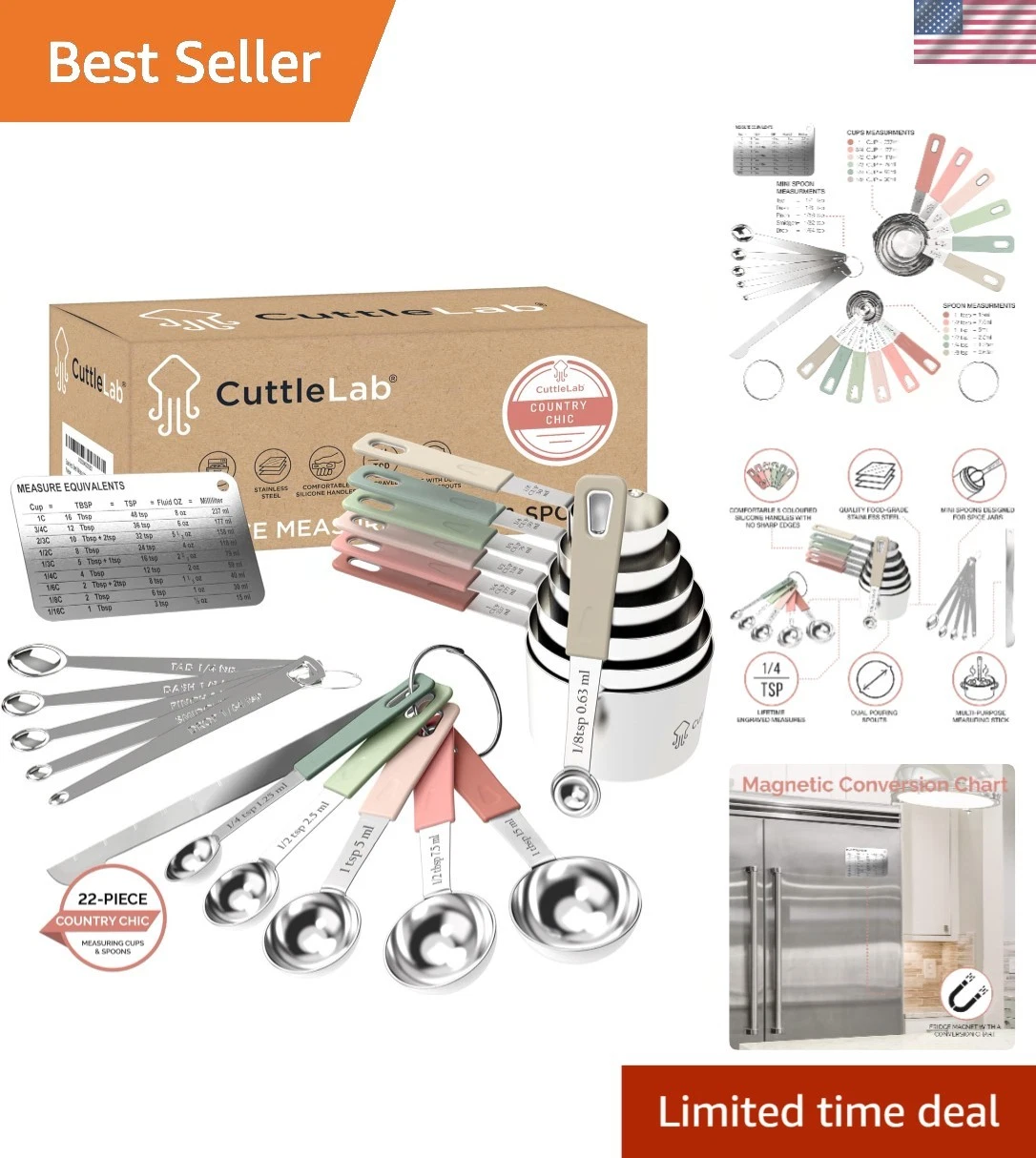 Durable 22-Piece Kitchen Measuring Cups and Spoons Set – Satisfaction Guaranteed