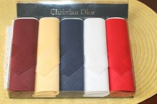 VINTAGE NEW CHRISTIAN DIOR SET OF 5 ALL COTTON MEN HANDKERCHIEF IN BOX