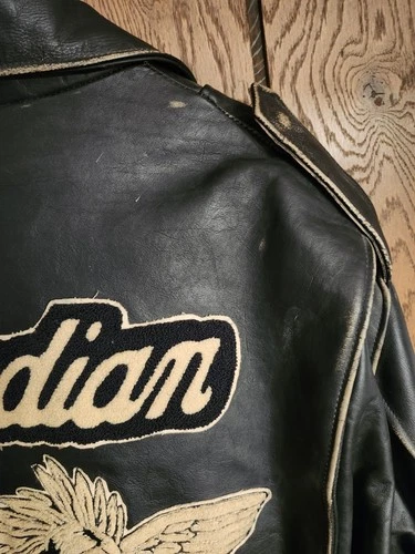 Vintage Indian Motorcycle Iron Horse Distressed Leather Jacket XXL Made In USA image 6
