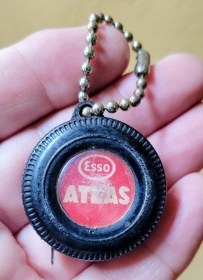 Esso Gas Atlas Tores Advertising Tape Measure Keychain RARE
