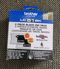 2-Pack (2-PK) New Genuine Brother LC-51 Black Ink Cartridges. Expired 03/2025