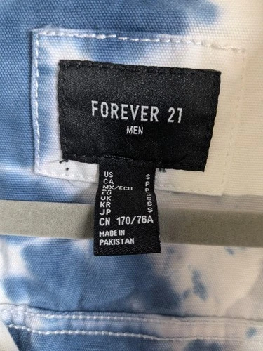 Forever 21 Men's Blue White Tie-Dye Button Front Shacket Jacket Size S image 3