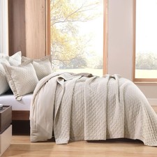 Linen Quilt Set King Size 3-Piece, Linen Front Cotton Ba,