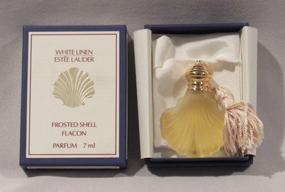 Vintage Estee Lauder White Linen Frosted Shell Flacon .25 fl oz. Perfume New