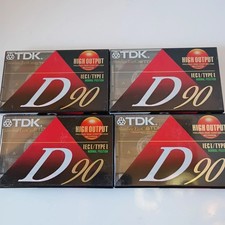 TDK - D90 High Output Blank Cassette Tapes Lot Of 4 New Sealed