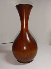 Hand Turned 8" Black Walnut Wooden Vase Signed TOM LASER 1991