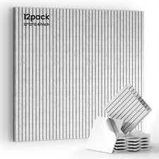 12 Pack Self-Adhesive Acoustic Wall Panels-Silver Gray  0.47" Thick High Den...