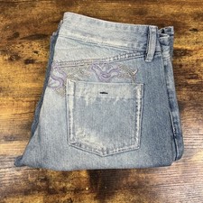 Vanilla Star Jeans Pants Blue Denim Size 9 Embroidered Butterflies Vintage Y2K