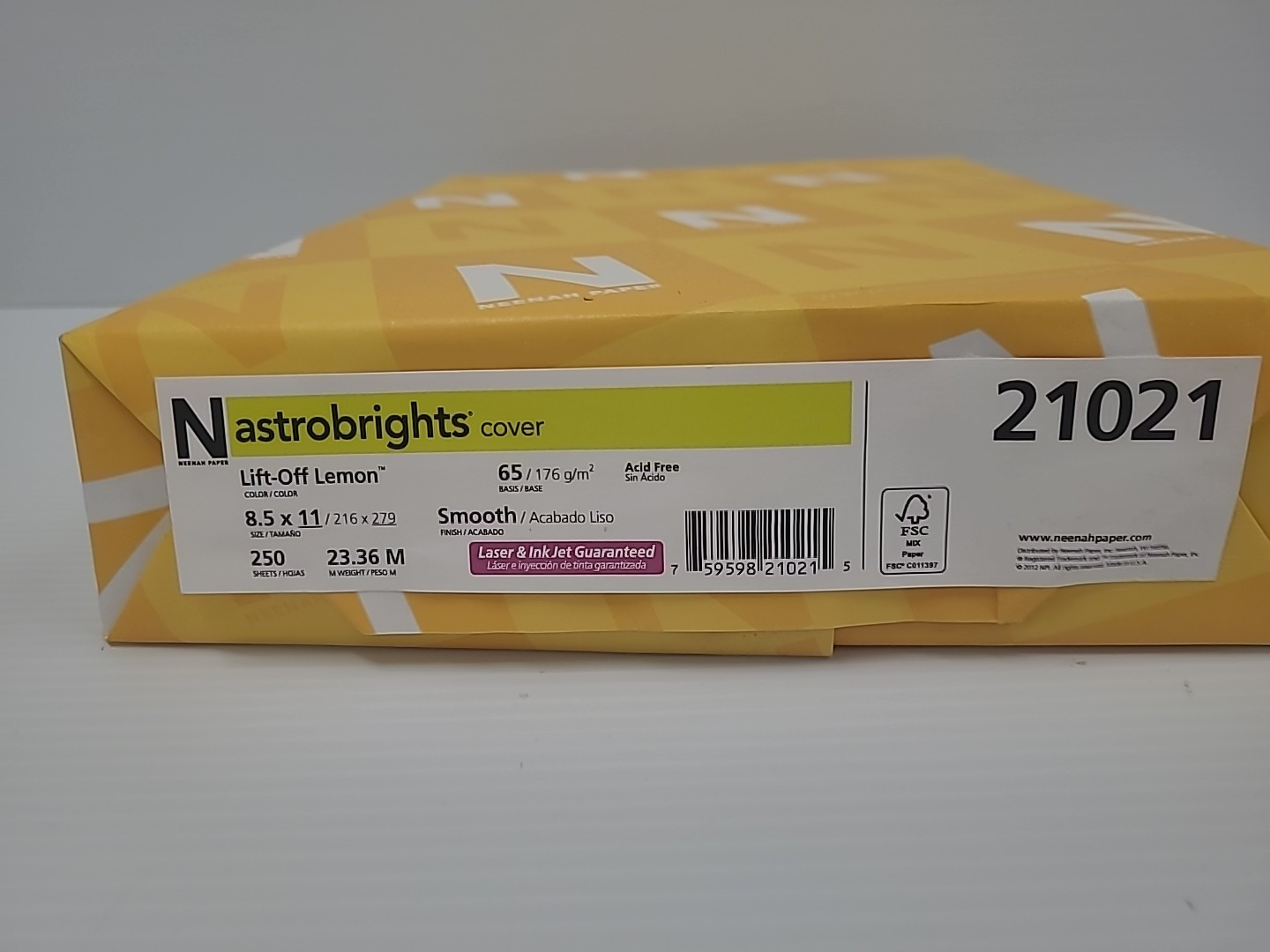 Neenah Astrobrights Color Paper, 8.5x11”, 65 lb, Lift-Off Lemon 250 Sheets