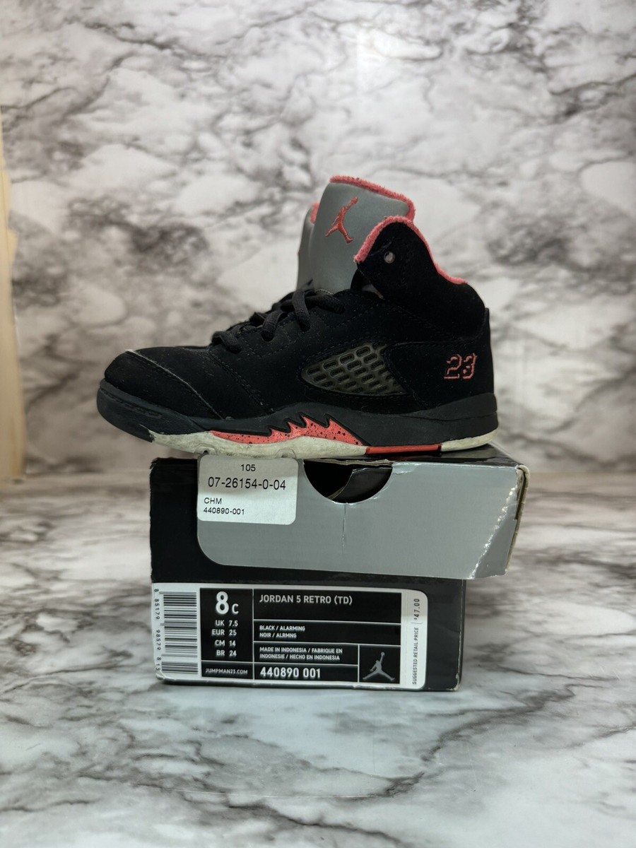 Air Jordan Retro 5 PS - Toddler Size 8c Black/Alarming Pink