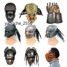 Predator Mask Gloves Halloween Cosplay Costume Props Headgear Helmet Adult Latex