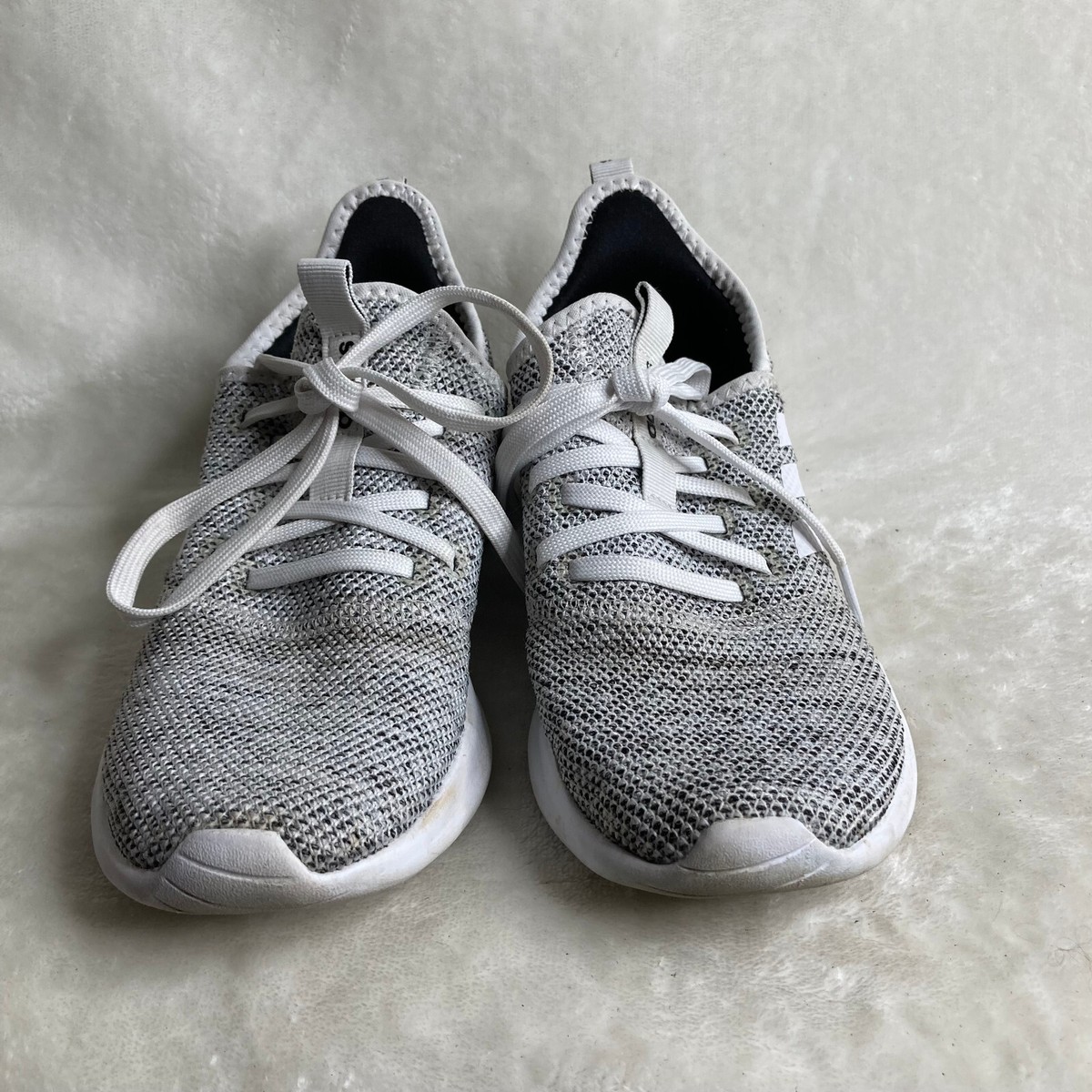 adidas neo cloudfoam super グレー25.5 Adidas Neo Cloudfoam Sneakers Gray Suede Leather White