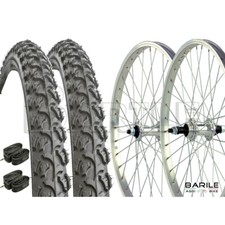 Coppia Ruote 24 x 1.75 + Copertoni Nero Tassellato + Camere Bici Cambio - MTB