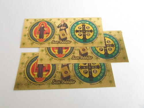 3 Stück San Benito Biltes Dorados / St. Benedikt Goldfolie Schutzscheine 3 Stück - Bild 4 von 10
