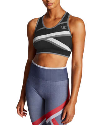 Champion Women's Infinity Racerback Medium-Impact Sports Bra Black M ...