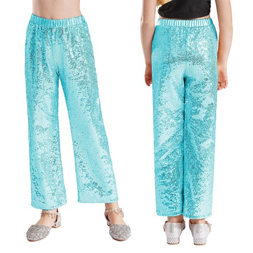Kids Girls Dance Competition Pants Party Trousers Ballet Streetwear Sequins - Picture 56 of 76