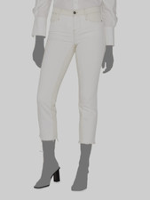  265 Frame Women's White Raw-Hem Straight-Leg Stretch Jeans Pants Size 26