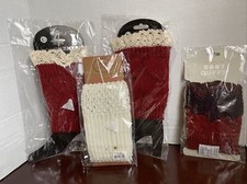 Icon Collection Burgundy LaceTop Knit Leg Warmers Boots Cuff Toppers 8" NEW Lot