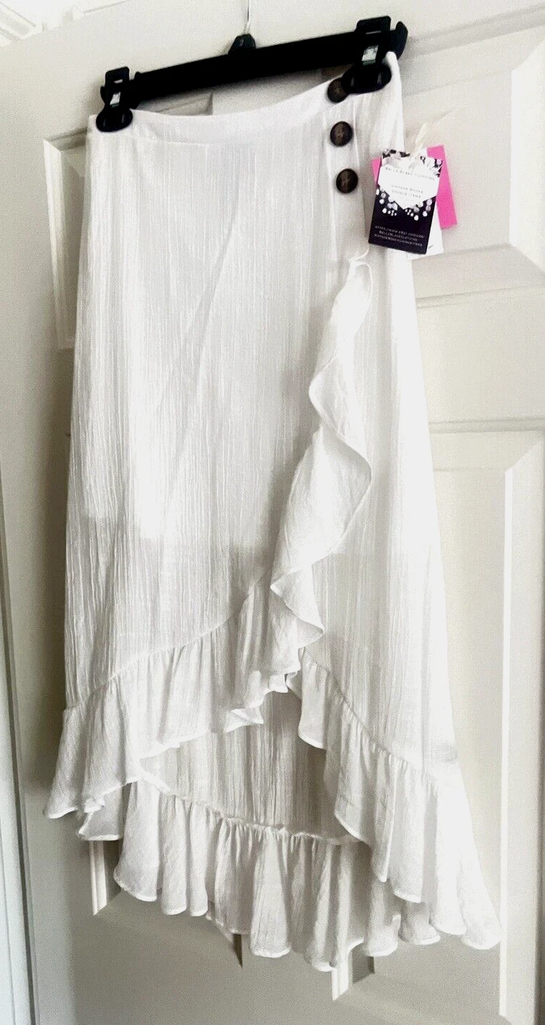 I.N. Girl SanFrancisco L Skirt Girls Off White Lined ruffle beach casual Summer