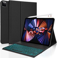 For iPad Pro 12.9 inch 4/5/6th Generation 2022 Case W/Bluetooth Backlit Keyboard