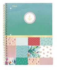 Mead Beautiful Sail Away Spiral Notebooks, 2-Pk, College Ruled, 10-1/2" x 7-1/2"