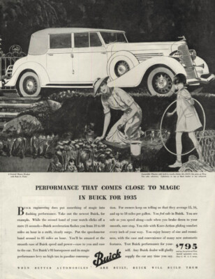 Performance that comes close to magic Buick Convertible Phaeton ad 1935 SEP