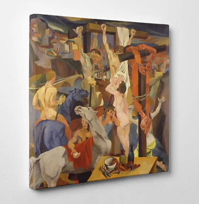 SHOPART 🖌Quadro Guttuso Crocifissione Stampa su Tela Vernice Pennellate Effetto Dipinto