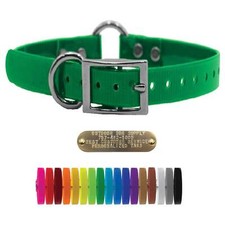 1" Solid Premium Glow Tuff Center Ring Dog Collar with Brass Name Plate