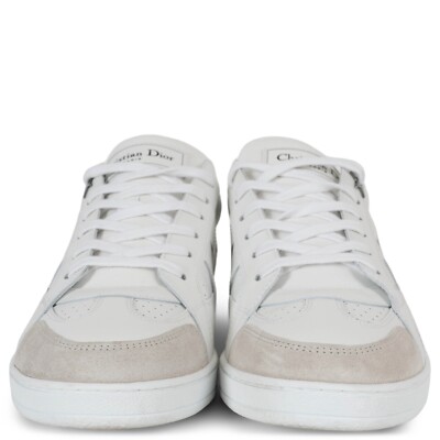 71732 auth CHRISTIAN DIOR white leather & suede STAR LOW TOP