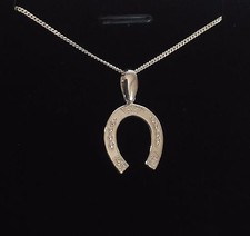 925 Sterling Silver Horseshoe Necklace Pendant Gift Present 