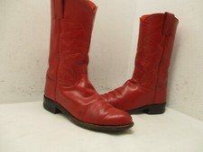 JUSTIN Red Leather Roper Cowboy Boots Womens Size 5 B Style L3055 USA