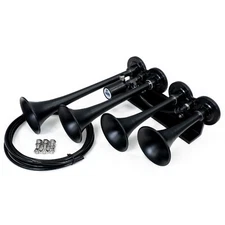 HornBlasters 4-Chime Stealth Black Air Horn - 12 Volt - 1/4" Air Line