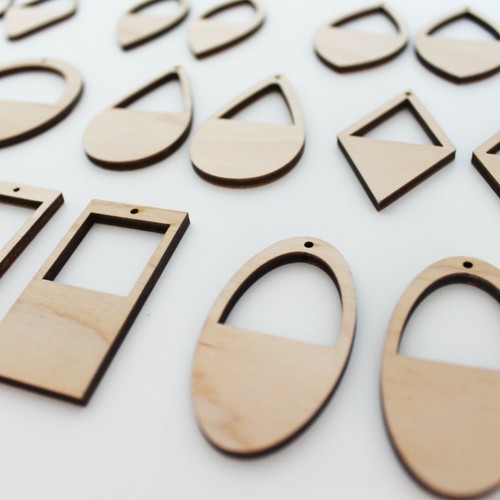 18 Unfinished Wood One Frame Cutout Earrings Jewelry Blanks Resin