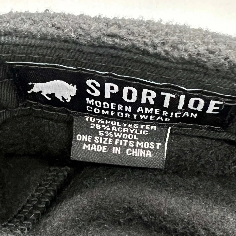 Sportique Snowbird Ski Resort 5 冬季帽子黑色抓绒帽 OS 可调羊毛 — 第 2/4 张图片