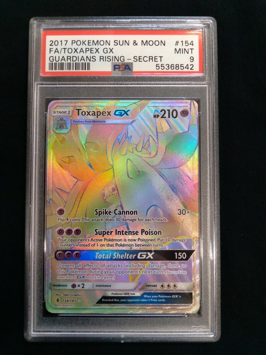 Graded PSA 9 2017 Pokemon Sun & Moon TOXAPEX GX #154 Guardians