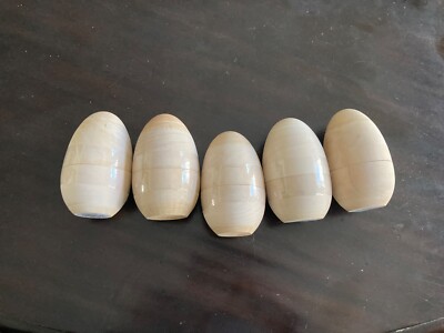Brand new wood large (5 inch) fillable Easter eggs unfinished for craft painting