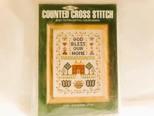 God Bless Our Home Counted Cross Stitch Kit 14ct Ivory Aida by M H Yarns