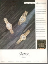 Cartier The Art of Being Unique Advertisement 1 Page 1989 Original Watch