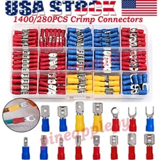 1400Pcs Assorted Insulated Electrical Wire Terminals Crimp Spade Connectors Kit