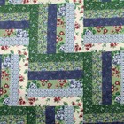 Log Cabin Navy 90" x 36" Cheater Quilt Top Print