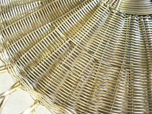 Gatco Wire Woven Brass Metal Decorative 11 inch Tray Centerpiece Storage Piece - Picture 3 of 16