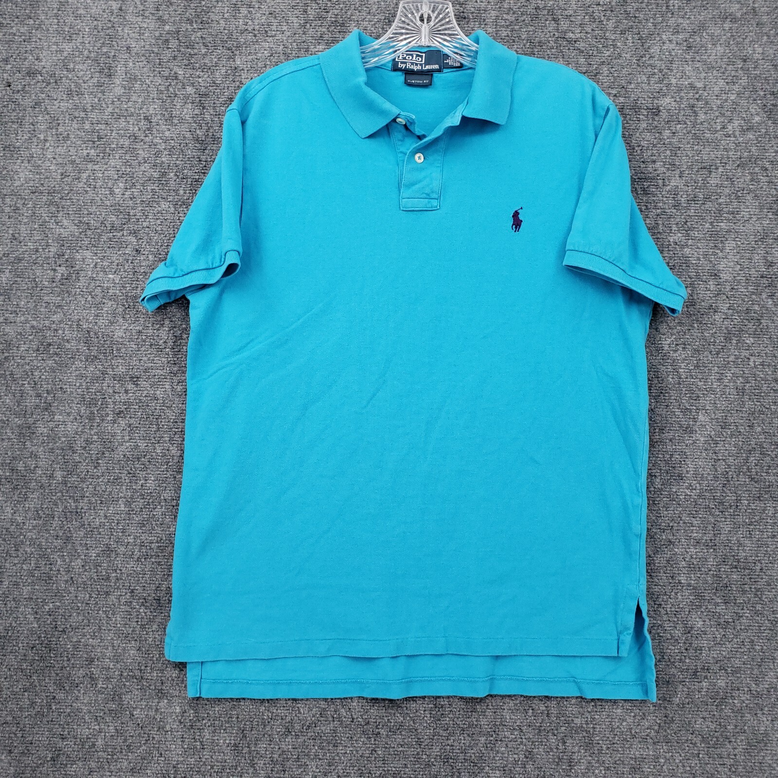 Polo Ralph Lauren camicia uomo L grande blu vestibilità personalizzata manica corta pony golf