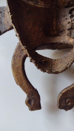 AFRICAN SENUFO BRASS Bronze MASK IVORY COAST HORNS Patina VGC - Picture 23 of 23