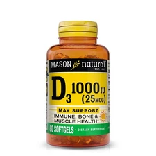 Mason Natural Vitamin D3 25 mcg (1000 IU) - Supports Overall Health, Strengthens