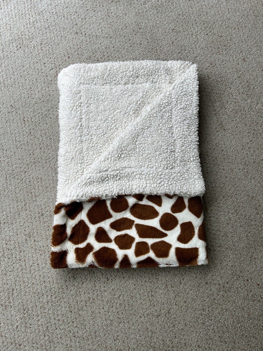 Little Miracles Giraffe Spot Sherpa Lovey Baby Blanket EUC