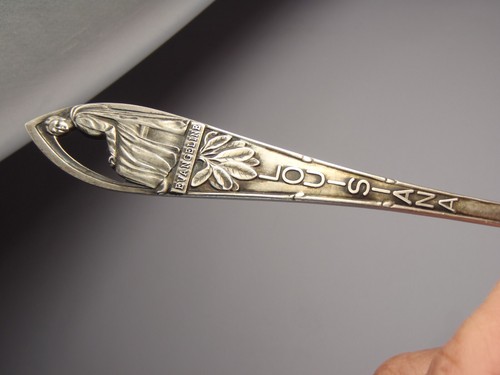 Antique Evangeline Louisiana Oak Tree Benches Sterling Souvenir Spoon 5 5/8" - Picture 8 of 20