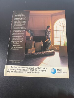 AT&T the right choice Before you move Magazine Print Ad 1989
