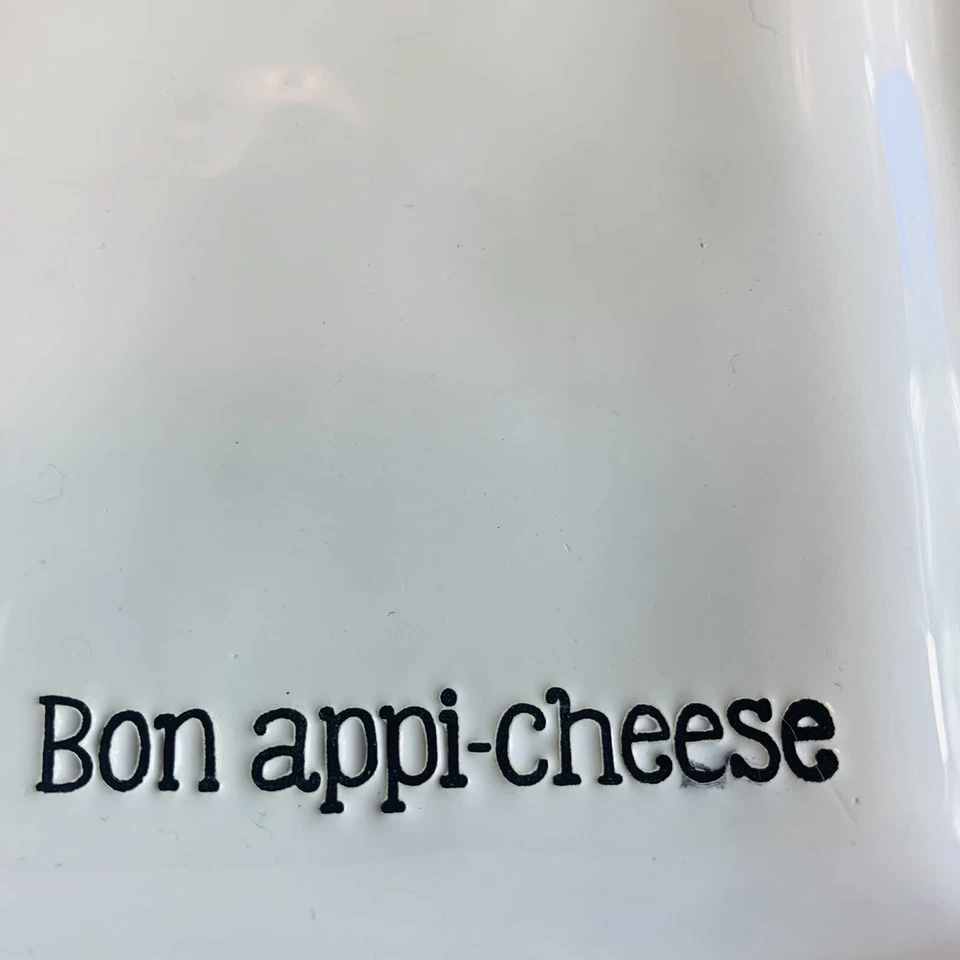 Mud Pie Bon Appi-Cheese Plate Square Embossed White Cheese Plate Markers 8” X 8” - Image 4 of 4